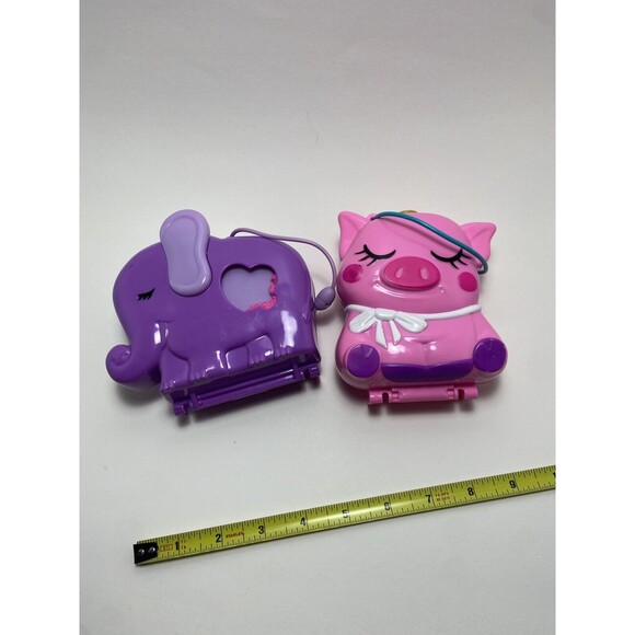 Polly Pocket Pink Pig and Purple Elephant Adventure Compacts Lot no Figures - Picture 2 of 9